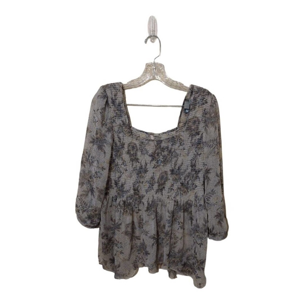 LAST CALL BEFORE DONATION: Free People Gray Ever After Smocked Top size Large